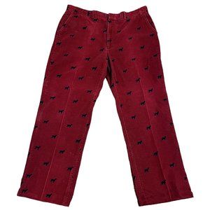 NEW Sold Out $189 Orvis Holiday Cords (Pants)! 42  Red With Black Lab Dogs  USA